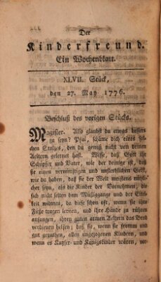 Der Kinderfreund Montag 27. Mai 1776