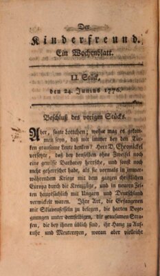 Der Kinderfreund Montag 24. Juni 1776