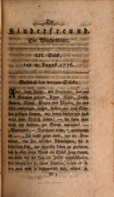 Der Kinderfreund Montag 19. August 1776