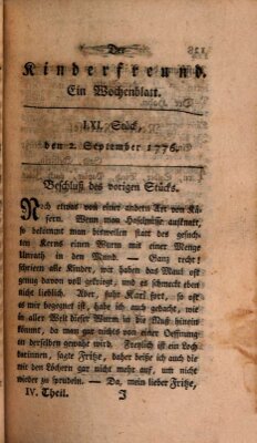 Der Kinderfreund Montag 2. September 1776