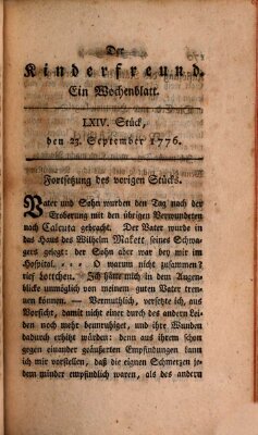 Der Kinderfreund Montag 23. September 1776