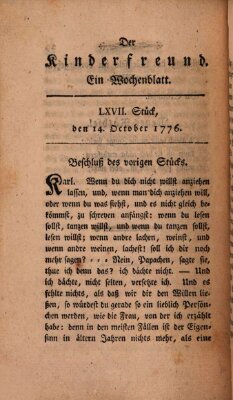 Der Kinderfreund Montag 14. Oktober 1776