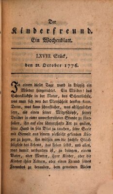 Der Kinderfreund Montag 21. Oktober 1776