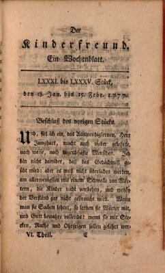 Der Kinderfreund Samstag 18. Januar 1777