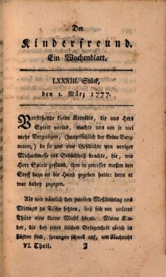 Der Kinderfreund Samstag 1. März 1777