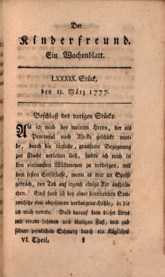 Der Kinderfreund Samstag 15. März 1777