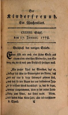 Der Kinderfreund Samstag 17. Januar 1778