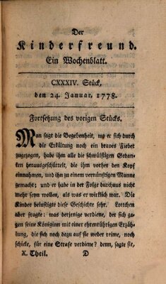 Der Kinderfreund Samstag 24. Januar 1778