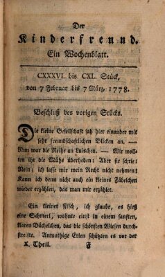 Der Kinderfreund Samstag 7. Februar 1778