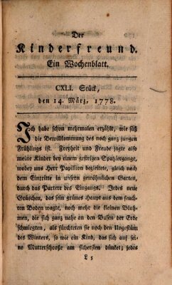 Der Kinderfreund Samstag 14. März 1778