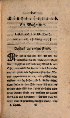 Der Kinderfreund Samstag 21. März 1778