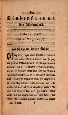 Der Kinderfreund Samstag 2. Mai 1778