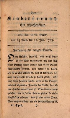 Der Kinderfreund Samstag 23. Mai 1778