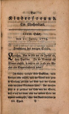 Der Kinderfreund Samstag 11. Juli 1778