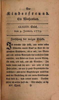 Der Kinderfreund Samstag 9. Januar 1779