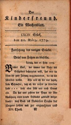 Der Kinderfreund Samstag 20. März 1779