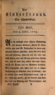 Der Kinderfreund Samstag 3. Juli 1779