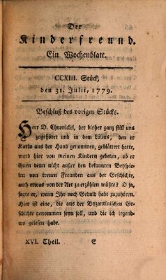 Der Kinderfreund Samstag 31. Juli 1779