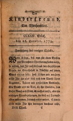 Der Kinderfreund Samstag 16. Oktober 1779