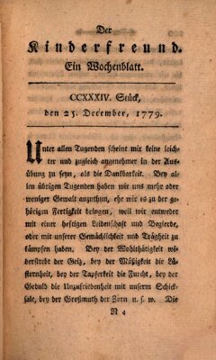 Der Kinderfreund Samstag 25. Dezember 1779