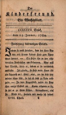 Der Kinderfreund Samstag 15. Januar 1780