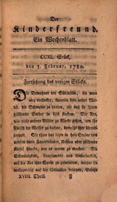 Der Kinderfreund Samstag 5. Februar 1780