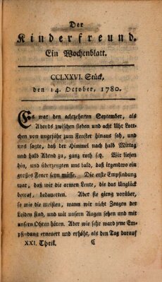 Der Kinderfreund Samstag 14. Oktober 1780