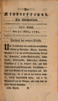 Der Kinderfreund Samstag 31. März 1781