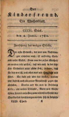 Der Kinderfreund Samstag 2. Juni 1781