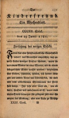 Der Kinderfreund Samstag 23. Juni 1781