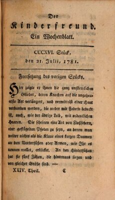 Der Kinderfreund Samstag 21. Juli 1781