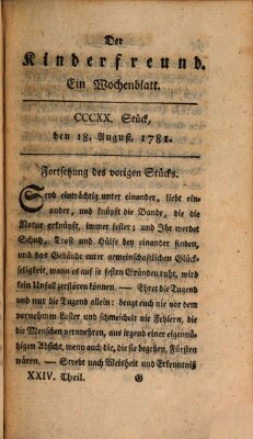 Der Kinderfreund Samstag 18. August 1781