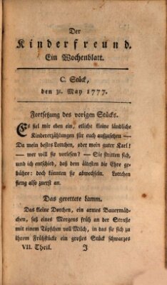 Der Kinderfreund Samstag 31. Mai 1777