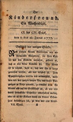 Der Kinderfreund Samstag 7. Juni 1777