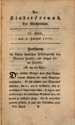 Der Kinderfreund Samstag 5. Juli 1777