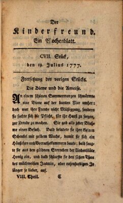 Der Kinderfreund Samstag 19. Juli 1777