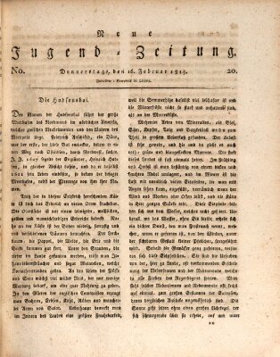 Neue Jugendzeitung (Bildungsblätter oder Zeitung für die Jugend) Donnerstag 16. Februar 1815