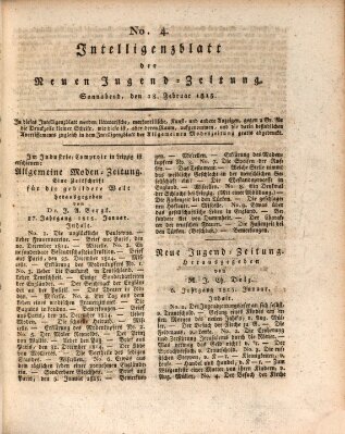 Neue Jugendzeitung (Bildungsblätter oder Zeitung für die Jugend) Samstag 18. Februar 1815