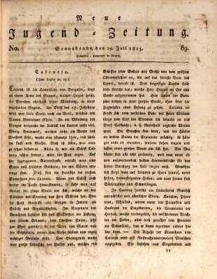 Neue Jugendzeitung (Bildungsblätter oder Zeitung für die Jugend) Samstag 29. Juli 1815