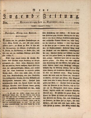 Neue Jugendzeitung (Bildungsblätter oder Zeitung für die Jugend) Donnerstag 21. September 1815