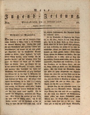 Neue Jugendzeitung (Bildungsblätter oder Zeitung für die Jugend) Samstag 17. Februar 1816