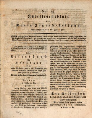 Neue Jugendzeitung (Bildungsblätter oder Zeitung für die Jugend) Samstag 27. Juli 1816