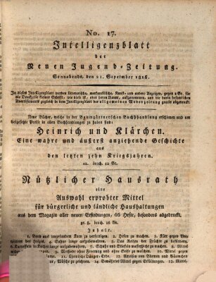 Neue Jugendzeitung (Bildungsblätter oder Zeitung für die Jugend) Samstag 21. September 1816