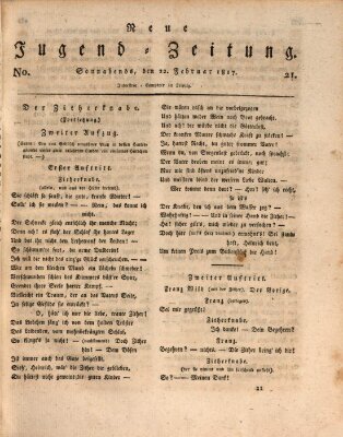 Neue Jugendzeitung (Bildungsblätter oder Zeitung für die Jugend) Samstag 22. Februar 1817