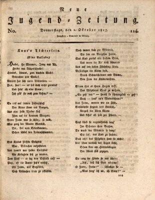 Neue Jugendzeitung (Bildungsblätter oder Zeitung für die Jugend) Donnerstag 2. Oktober 1817