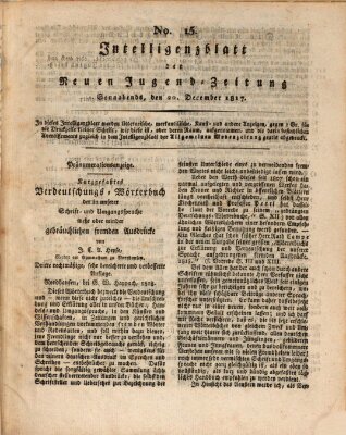 Neue Jugendzeitung (Bildungsblätter oder Zeitung für die Jugend) Samstag 20. Dezember 1817