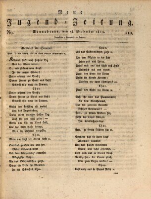 Neue Jugendzeitung (Bildungsblätter oder Zeitung für die Jugend) Samstag 18. September 1819