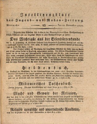 Neue Jugendzeitung (Bildungsblätter oder Zeitung für die Jugend) Mittwoch 15. November 1820