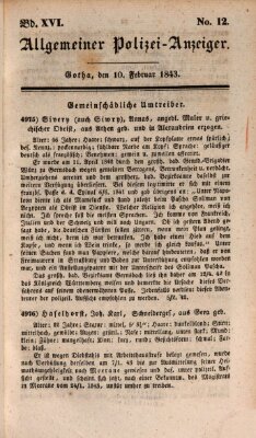 Allgemeiner Polizei-Anzeiger Freitag 10. Februar 1843