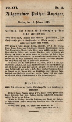 Allgemeiner Polizei-Anzeiger Mittwoch 15. Februar 1843